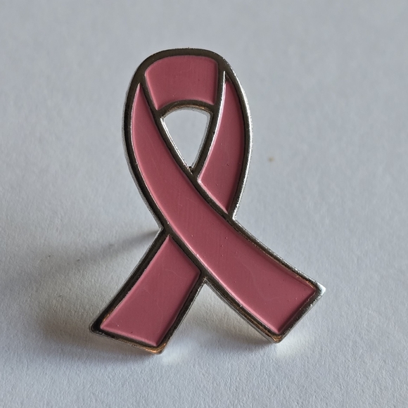 Pink ribbon brooch breast cancer pin silver tone - Picture 6 of 6
